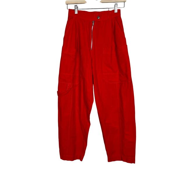 Urban Outfitters Women's Size 2 Kinley Linen Blend High Waist Cargo Pant Orange - Picture 1 of 11